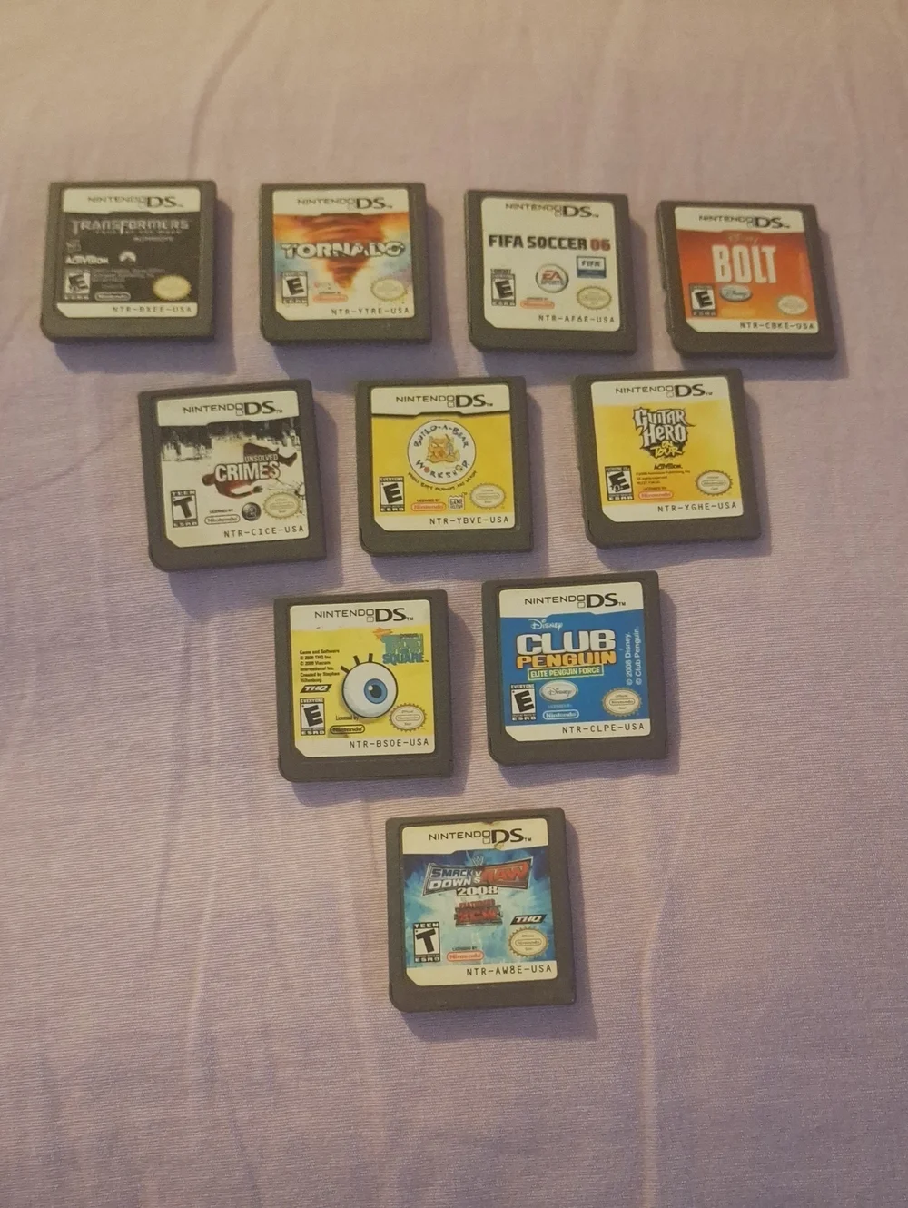 Nintendo DS Game Lot Bundle - 10 games Guitar Hero, Bolt, Transformers (Tested)